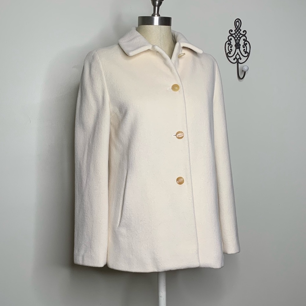 Soft Camel Hair Winter White Coat by Mine Sz M - Picture 2 of 8